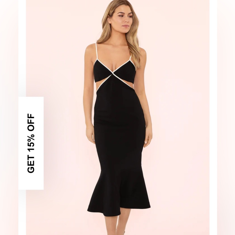 Likely Black and White Cutout Midi Dress